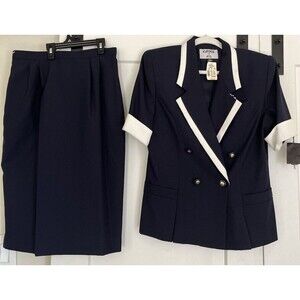 Vintage KASPER for ASL Women’s Sailor Blue Sz 10 Skirt Suit